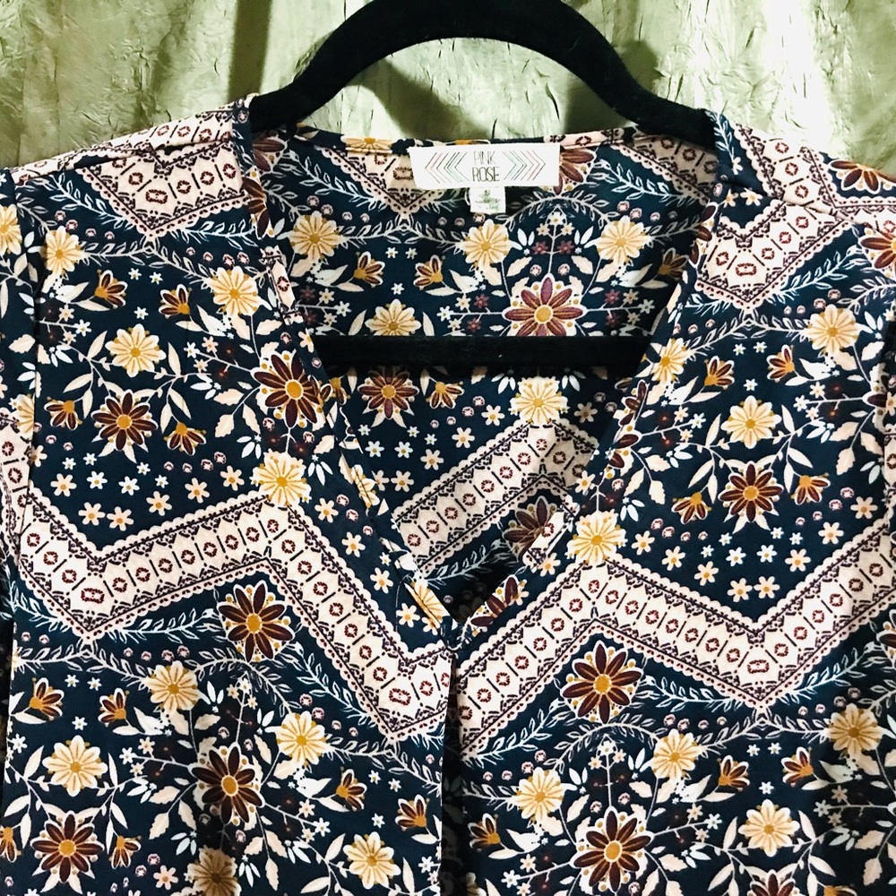 Pink Rose Small Boho Blouse